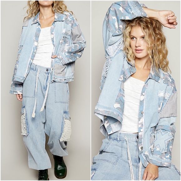 POL Light Blue and White Jean Jacket - Picture 4 of 5